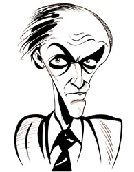 Roald Dahl - black-and-white caricature